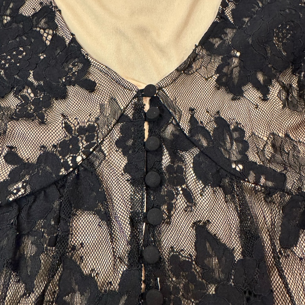 Black Lace Babydoll Dress Whimsygoth Fairygoth Sheer Lace Lined Witchy Lrg NWT - Picture 4 of 9